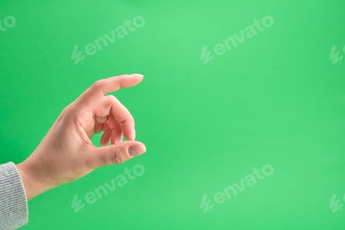 Preview: Female hand on a green background