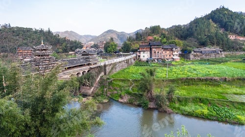 Preview: Bridge and gardens near river in Chengyang