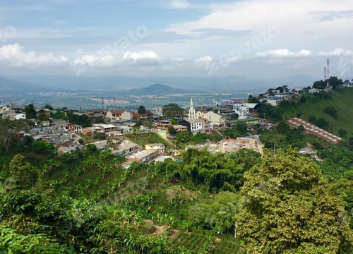 Preview: Scenic view of Buenavista, Colombia, and its coffee plantations.