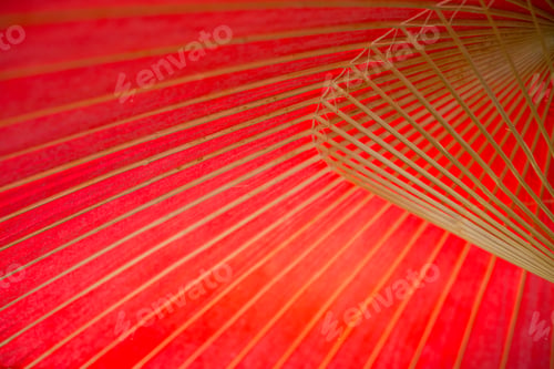 Preview: Bamboo umbrella in red colour