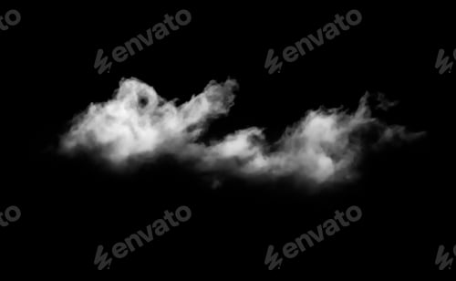 Preview: White Cloud Isolated on Black Background