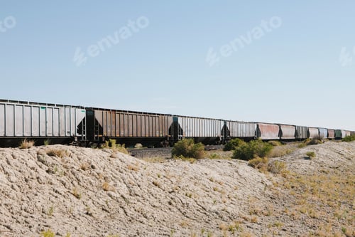 Preview: Wagons of a train crossing the Black Rock Desert.