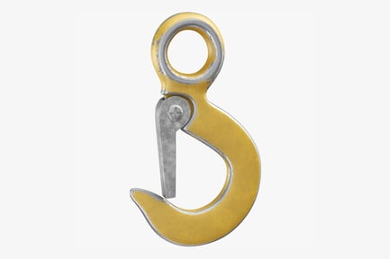 Preview: Industrial Yellow Hoist Hook with Safety Latch