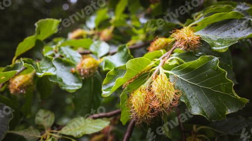Preview: Close-up of green leaves on a tree branch