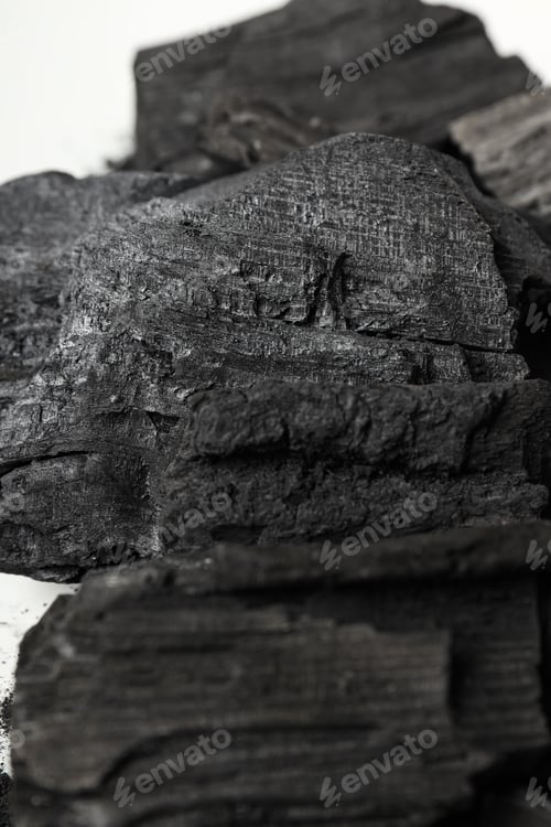 Preview: Natural black hard wood charcoal, close up