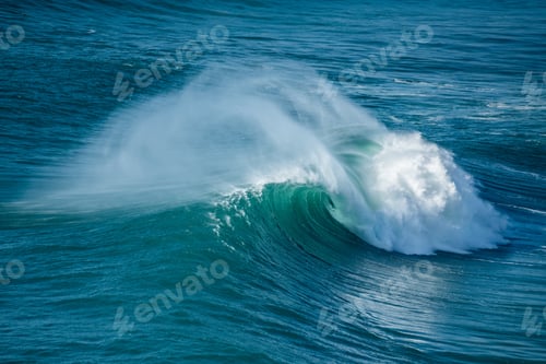 Preview: Foamy waves of the Atlantic Ocean near the Nazare municipality in Portugal