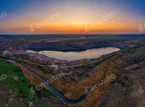 Preview: Old flooded stone quarry, site of natural granite stone mining