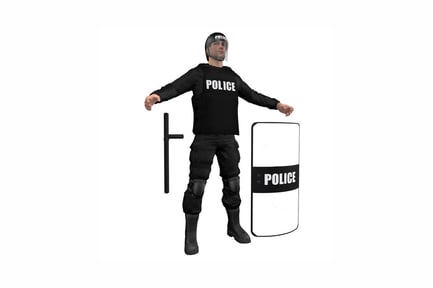 Preview: Police officer with extended arms and protective gear