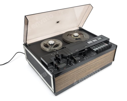 Preview: Old audio tape racorder on white background