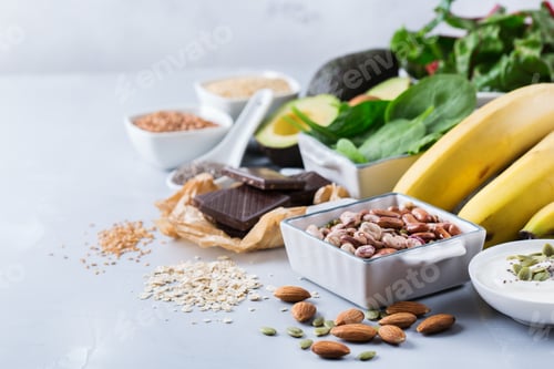 Preview: Assortment of healthy high magnesium sources food