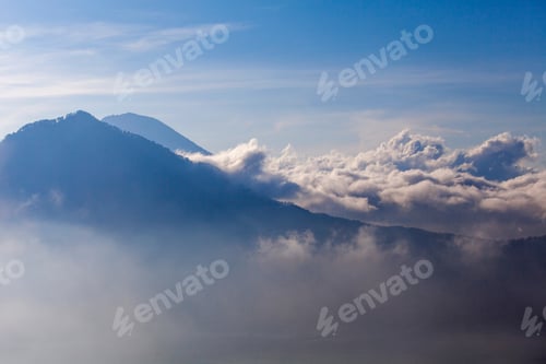 Preview: At the top of the world. Sunrise view from the mount Batur in Bali, Indonesia.