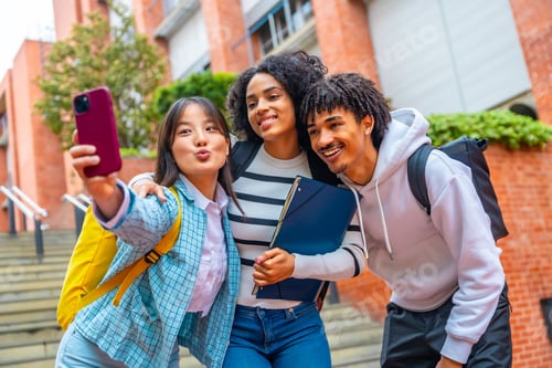 Preview: Cool university students taking a selfie in the campus