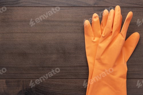 Preview: Orange Rubber Cleaning Gloves