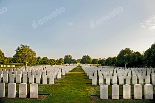 Preview: White headstones in graveyard