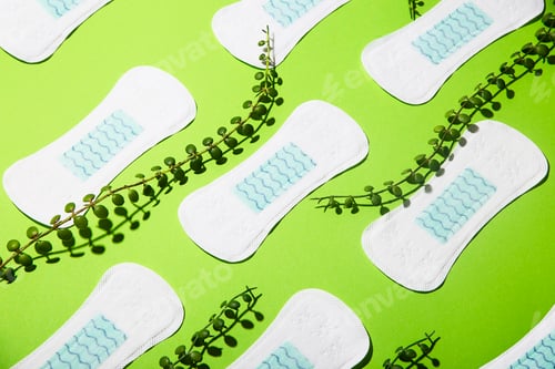 Preview: Zero waste menstrual pads for feminine hygiene jn green. Sustainable period.