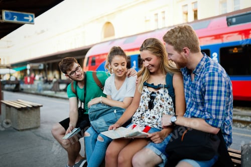 Preview: Young tourists travelling by train
