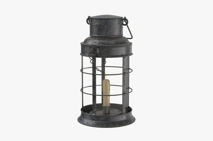 Preview: Maritime Candle Lantern with Glass Enclosure and Steel Frame