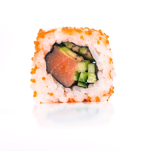 Preview: Fresh, Appetizing Sushi Roll on a White Background