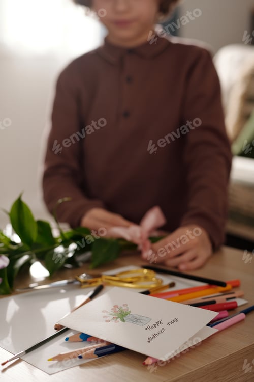 Preview: Greeting card with drawing of flowers