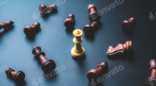 Preview: business success concept with chess, One chess pieces staying against full set of chess pieces