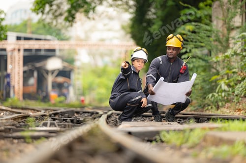 Preview: Railway technicians and engineers, Working on the train tracks at train station