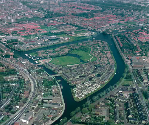 Preview: Leiden, Holland, May 17 - 1985: Historical aerial photo of the Waard eiland, Leiden, Holland