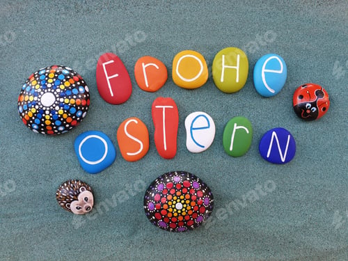 Preview: Frohe Ostern, Happy Easter with stones design