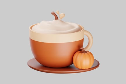 Preview: Large mug filled with creamy beverage and pumpkin