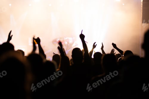 Preview: Crowd at concert and blurred stage lights.
