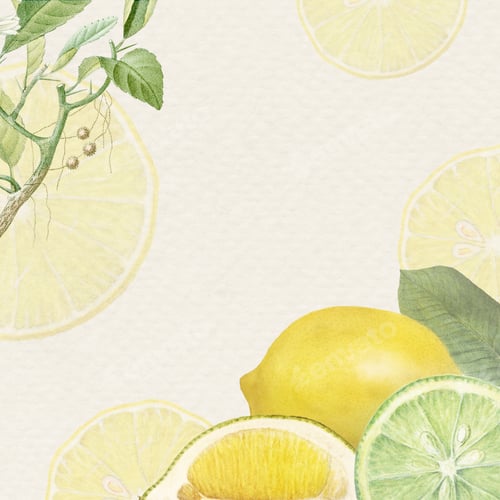Preview: Hand drawn natural fresh lemon patterned frame