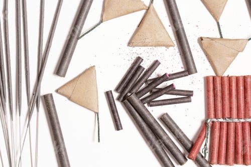 Preview: Firecrackers For New Year Holiday Lie On White Background