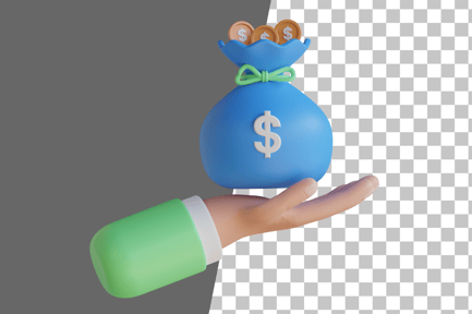 Preview: Hand Holding Coin Bag 3D Icon