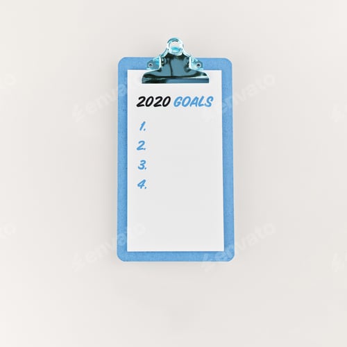 Preview: Goals 2020 on clipboard with on white background. Minimal style clipboard with to do list on white
