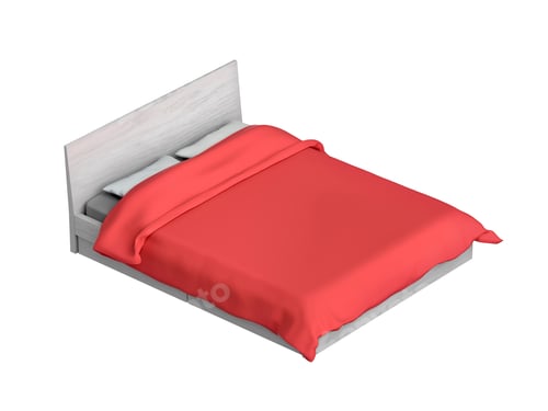 Preview: Bed with red duvet