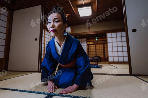 Preview: Beautiful japanese woman in a traditional japanese house