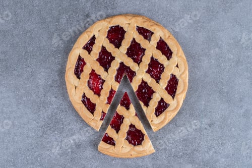 Preview: Delicious berry pie on marble background