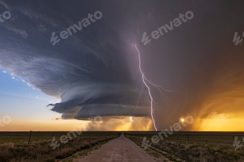 Preview: Rotating Supercell Mothership cloud formation at Sunset