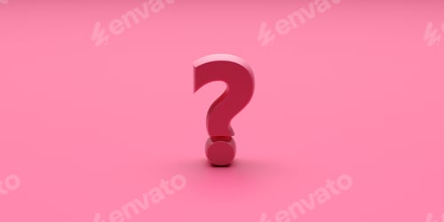 Preview: Question mark on pink color background. 3d illustration