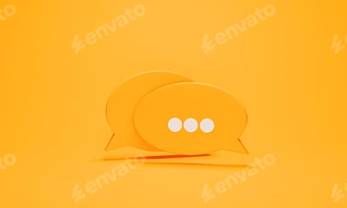 Preview: the conversation bubble of a yellow color is the symbol of communication and feedback