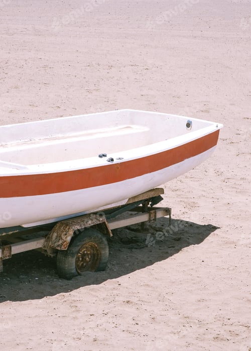 Preview: Old wooden boat and sand. Stylish summer aesthetic wallpaper