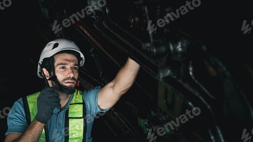Preview: Engineer are working in the factory. Worker helping to repair and inspect the machine's readiness.