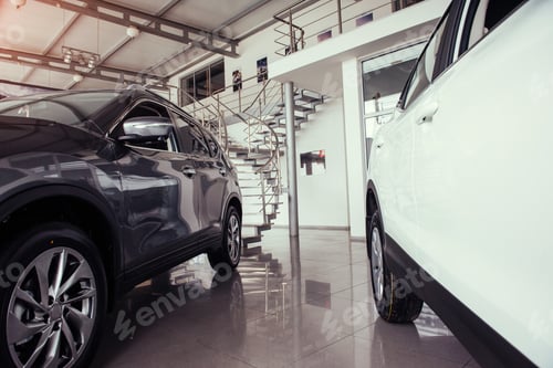 Preview: of the car in the spacious showroom with large windows