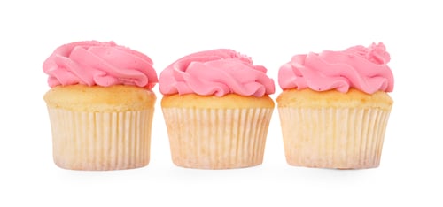 Preview: Delicious cupcakes with bright cream isolated on white