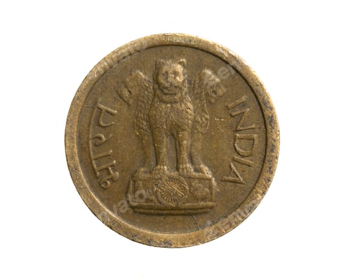 Preview: India one paise coin on white isolated background