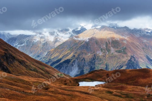 Preview: The picturesque landscape in the mountains. Upper Svaneti.