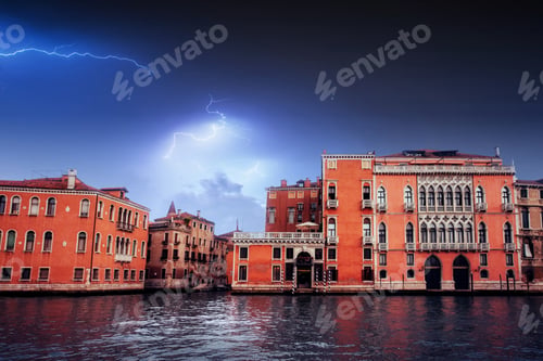 Preview: Beautiful lightning over the city. Landscape Venice
