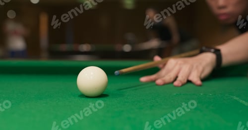 Preview: Close up of Snooker shooting on snooker table