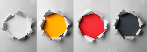 Preview: Collage of paper with torn holes on color background