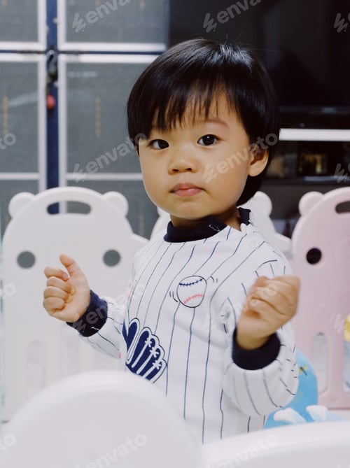 Preview: Close up portrait Asian cute baby boy