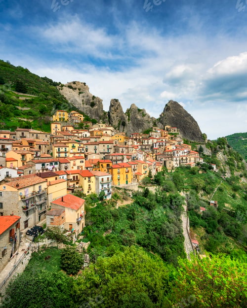Preview: Castelmezzano village in Dolomiti Lucane mountains. Apennines, Basilicata, Italy.